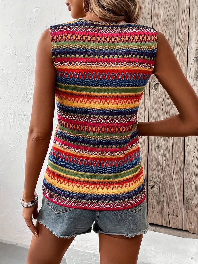 Farverig stribet tanktop til kvinder