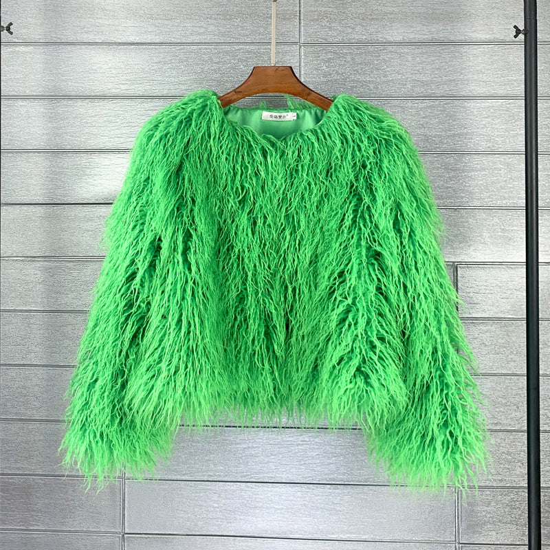Fluffy kort jakke til kvinder