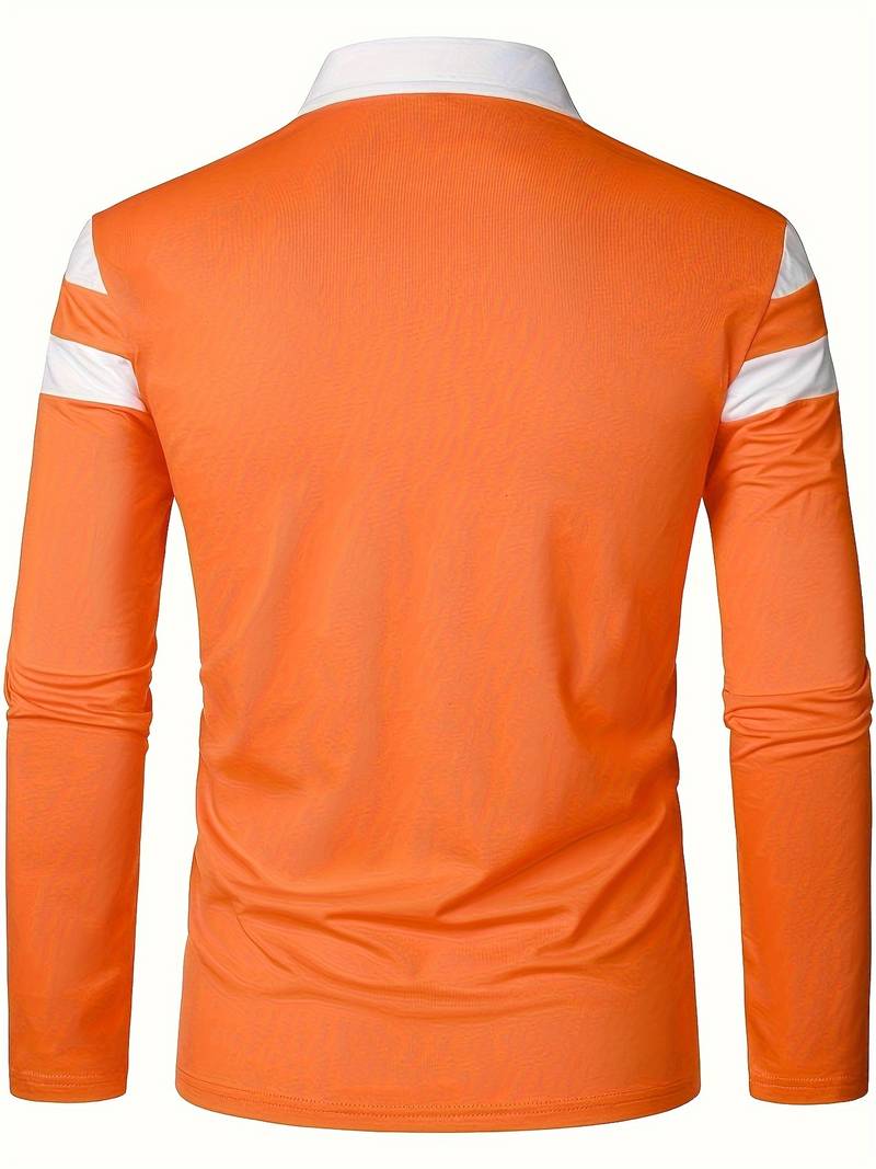 Langærmet poloshirt med lynlås til herrer