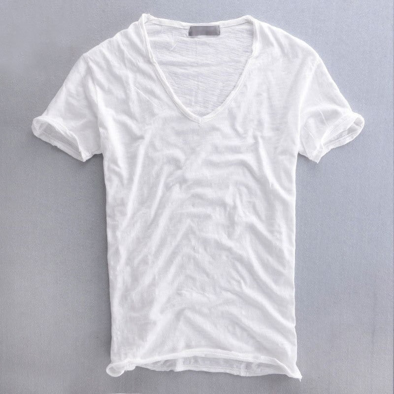 Afslappet T-shirt til mænd med V-hals