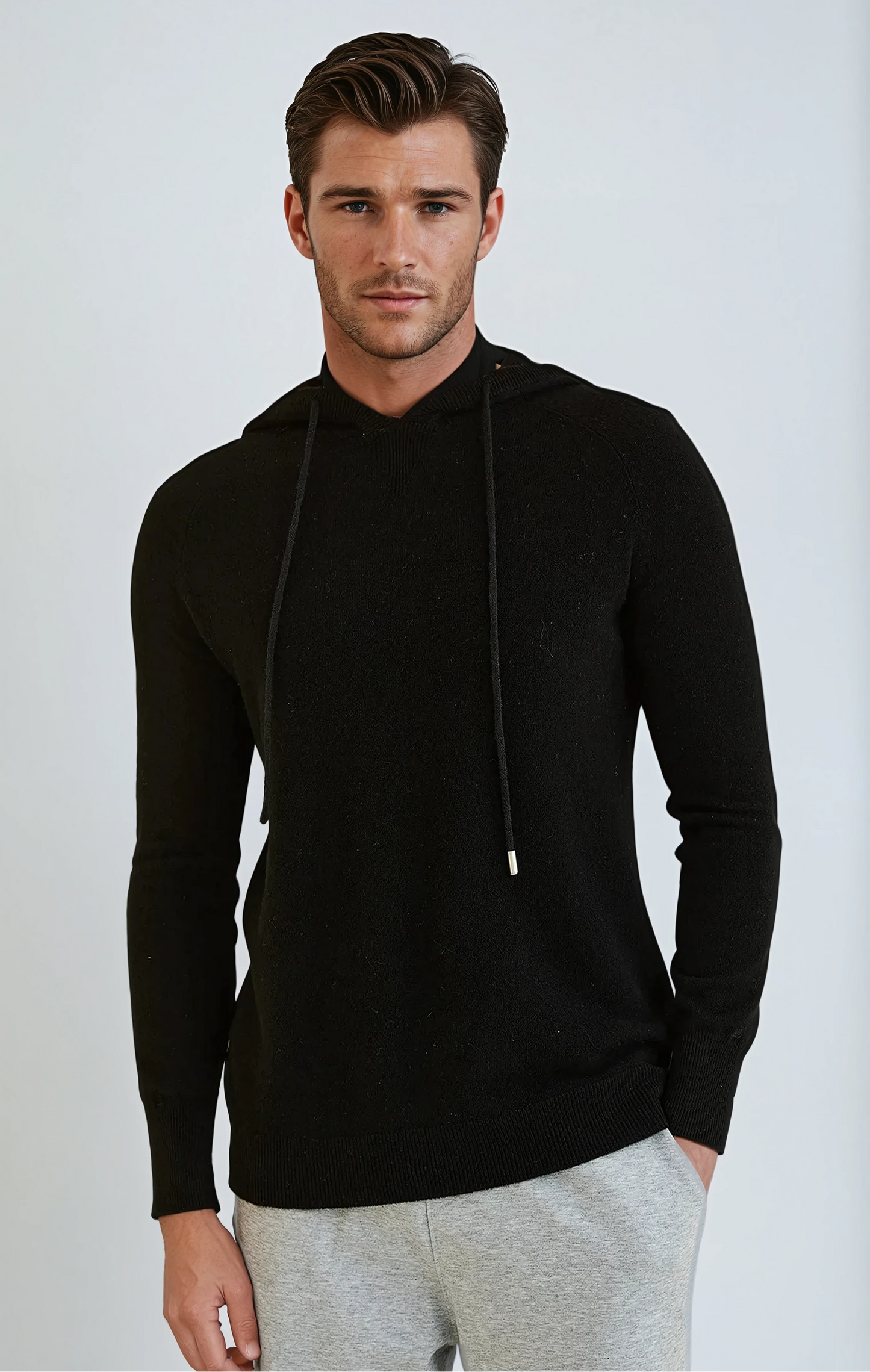 Essential Cashmere Sort hættetrøje