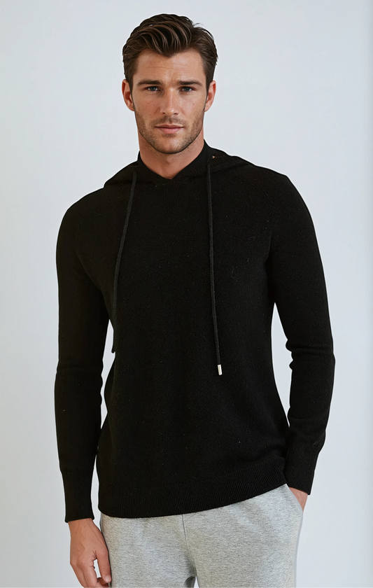Essential Cashmere Sort hættetrøje