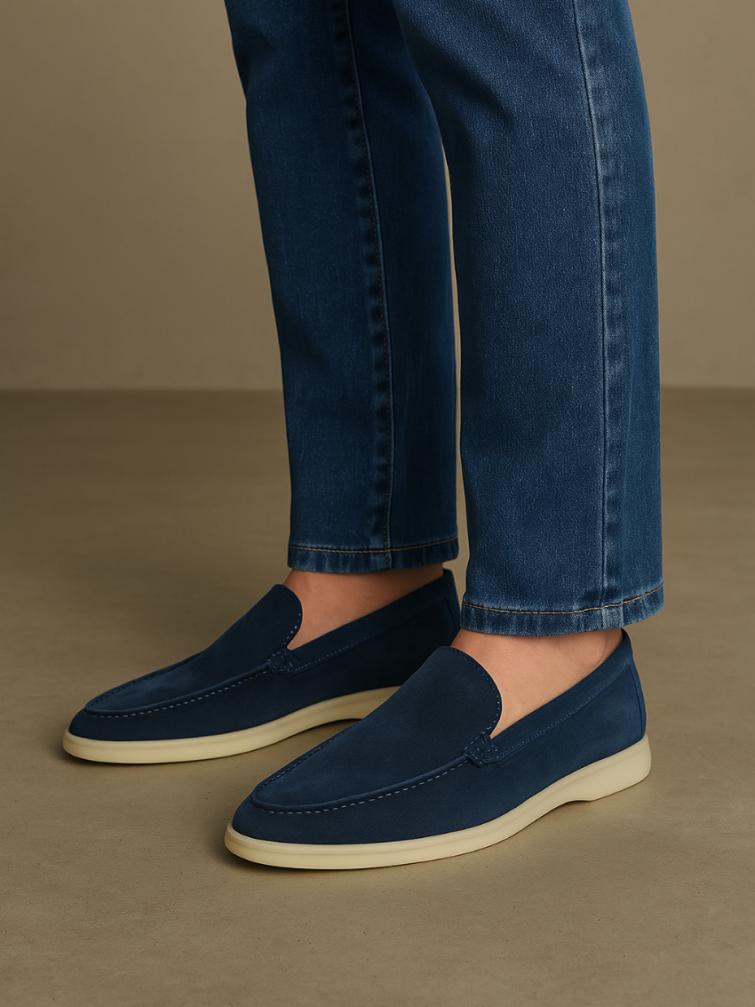 Raffinerede Blå loafers i ruskind