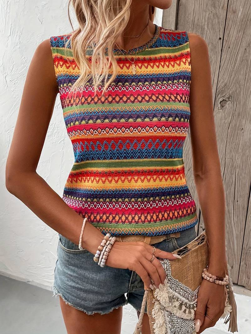 Farverig stribet tanktop til kvinder