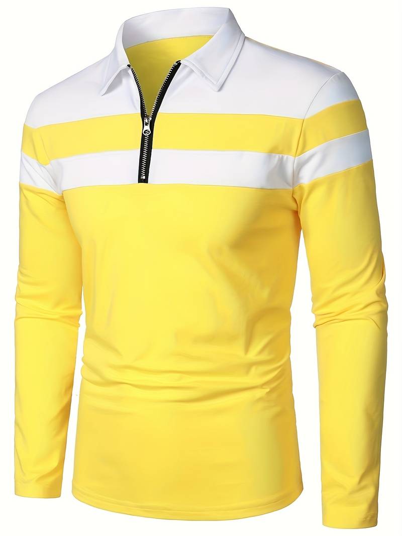 Langærmet poloshirt med lynlås til herrer