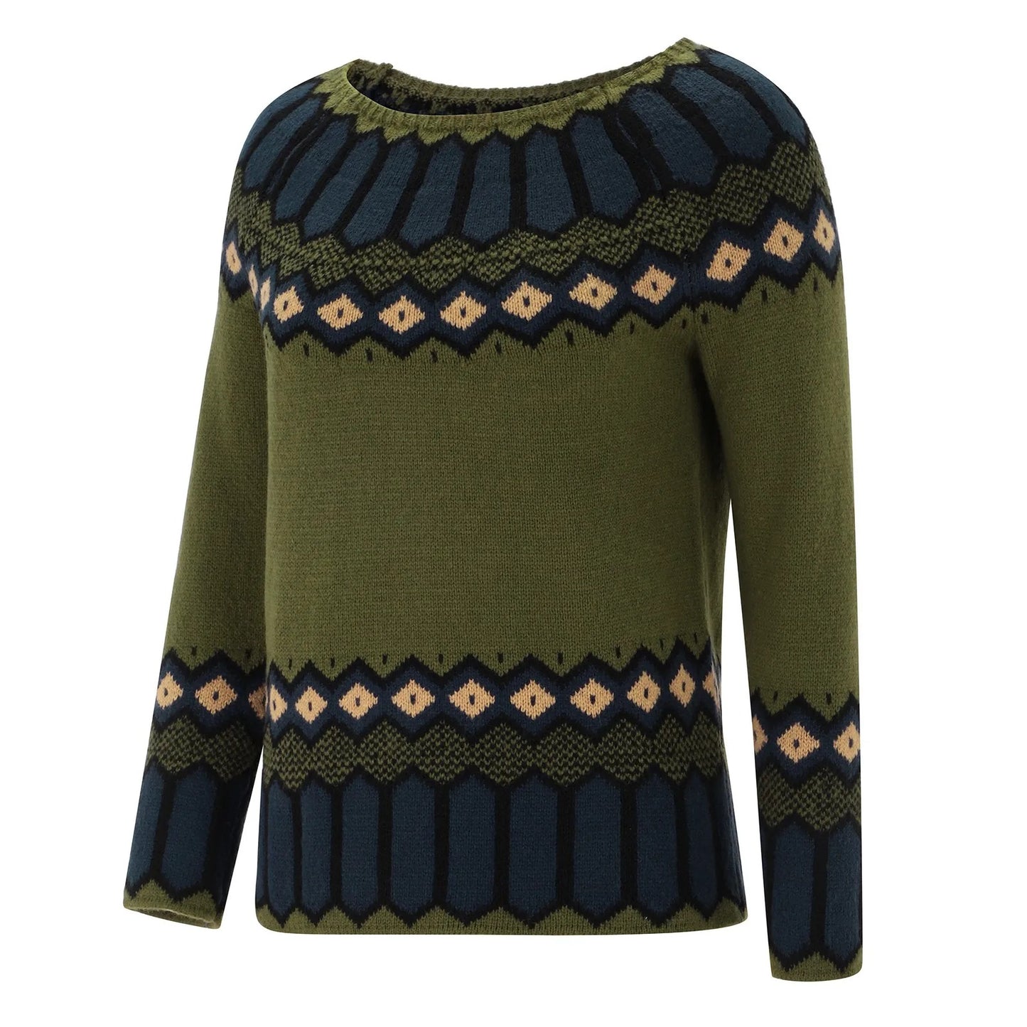 Hyggelig grøn trøje med nordisk mønster