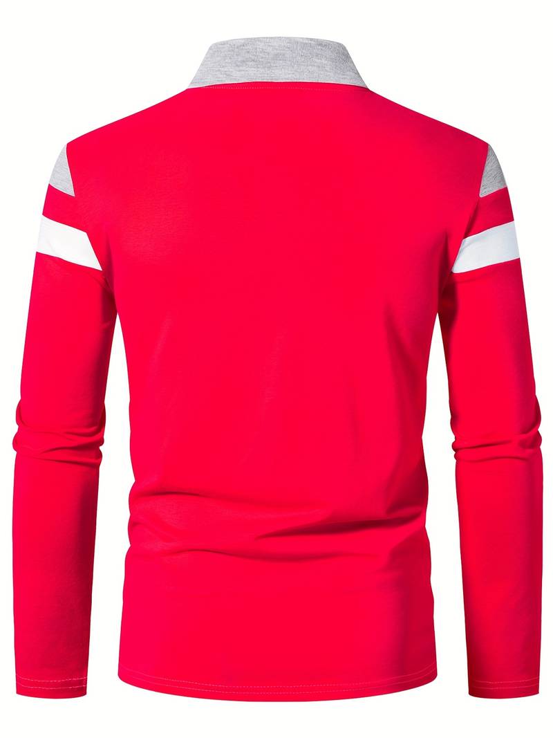 Langærmet poloshirt med lynlås til herrer