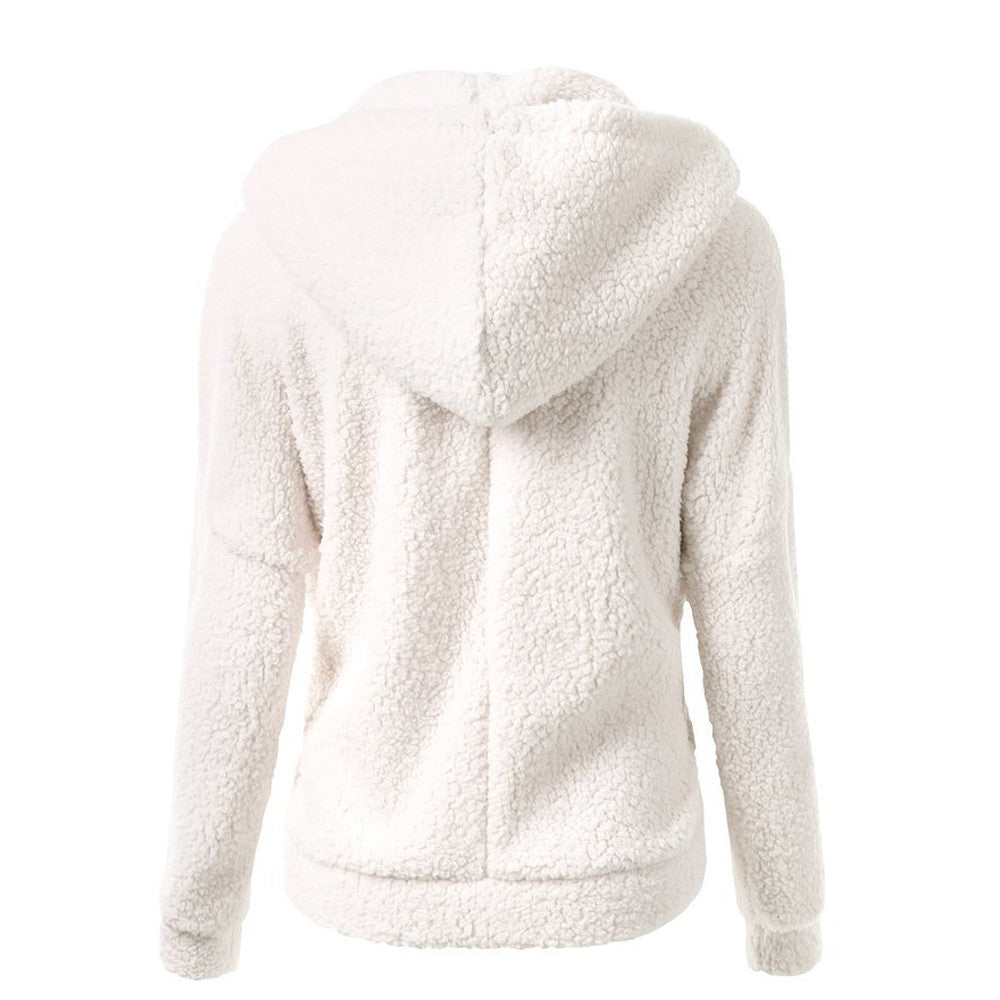 Hyggelig Sherpa Fleece-hættetrøje med lynlås til kvinder