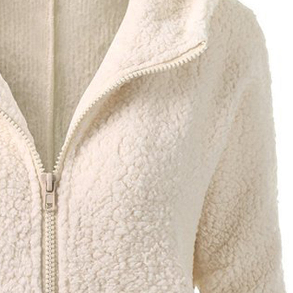 Hyggelig Sherpa Fleece-hættetrøje med lynlås til kvinder