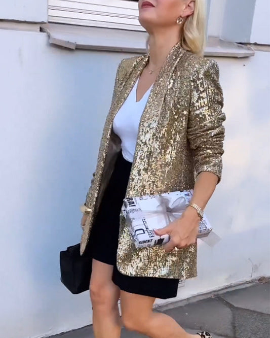 Jakke med guldglitter til kvinder