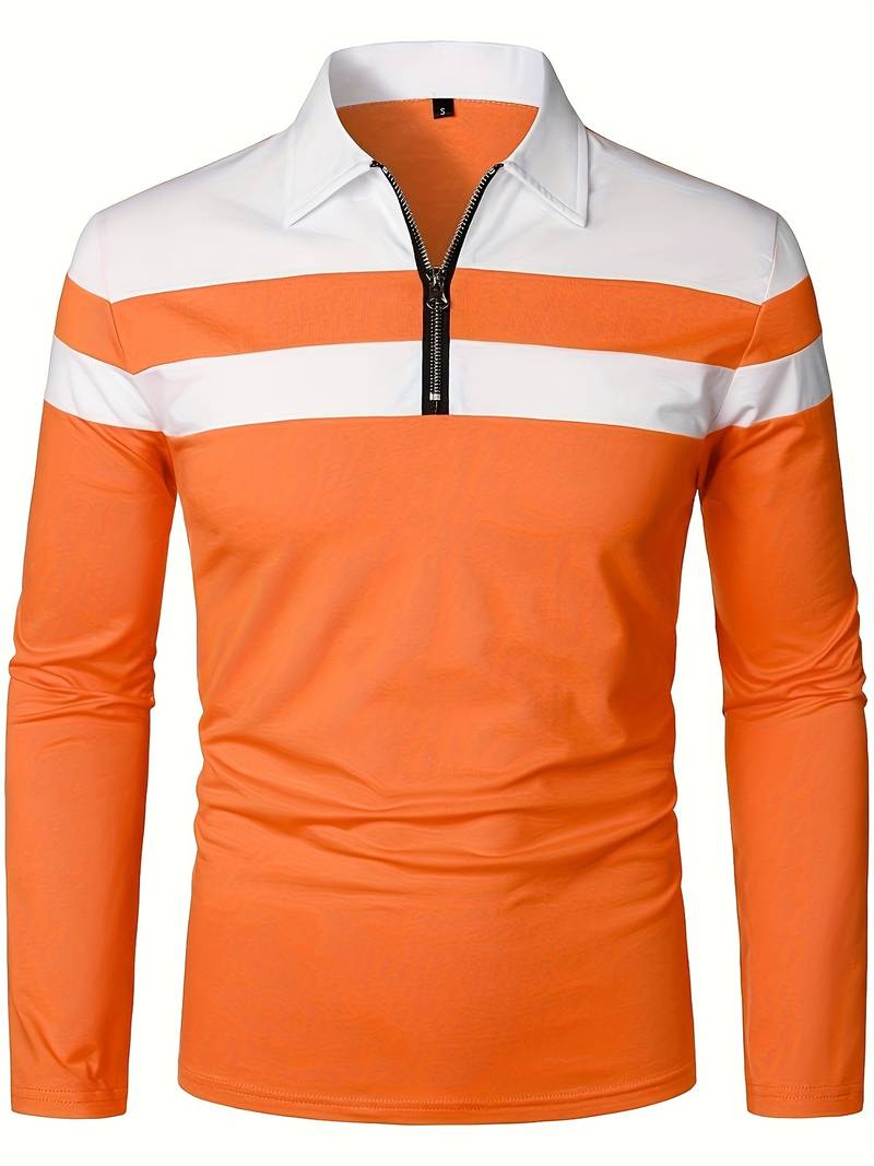 Langærmet poloshirt med lynlås til herrer