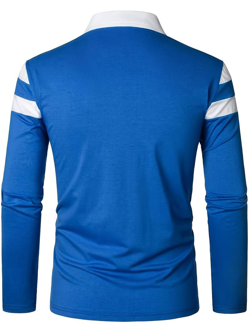 Langærmet poloshirt med lynlås til herrer