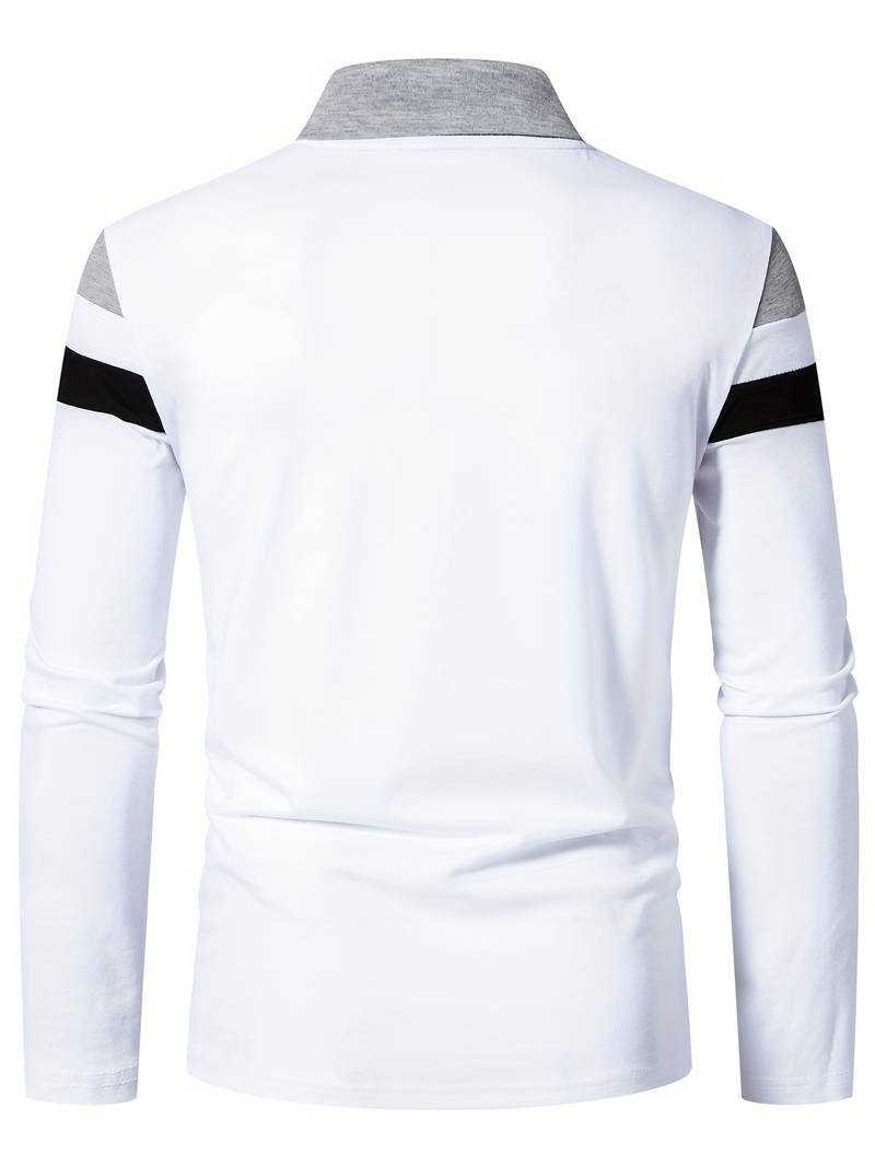 Langærmet poloshirt med lynlås til herrer