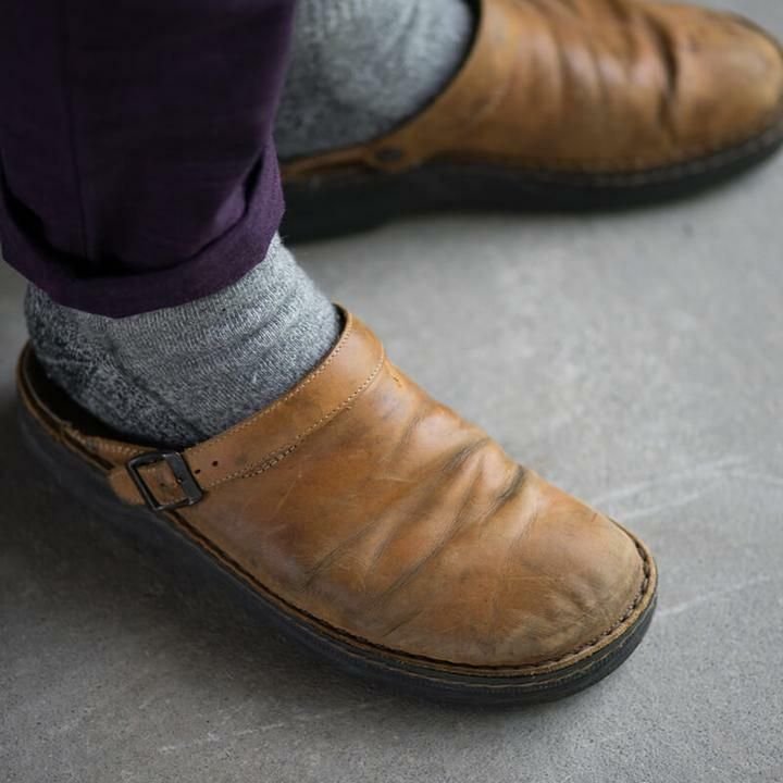Ortopædiske unisex-slip-on-sko i læder