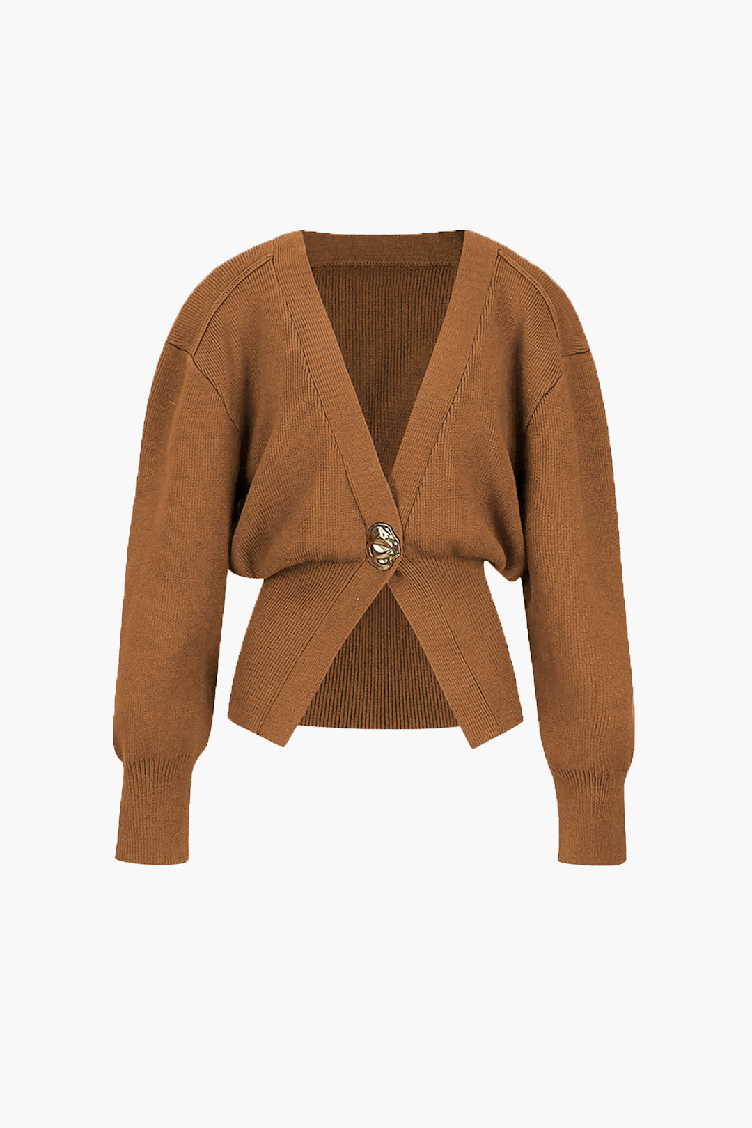 Chic strikcardigan med guldknapdetalje