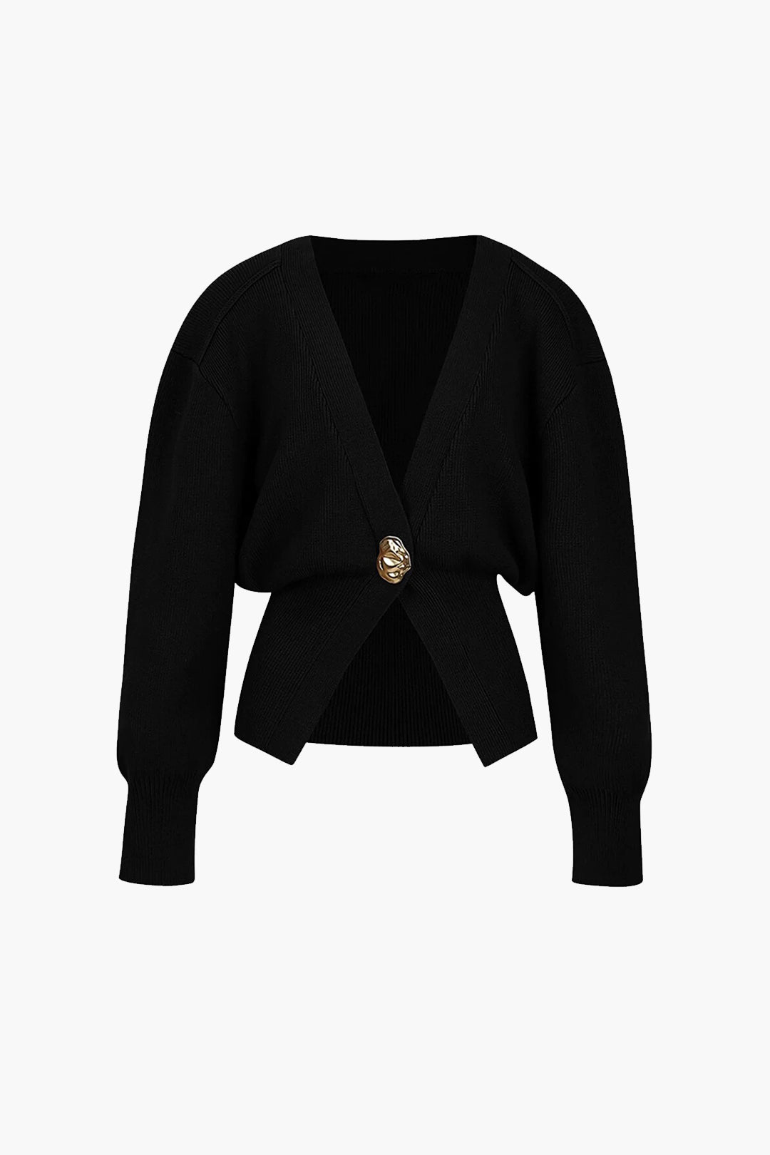 Chic strikcardigan med guldknapdetalje