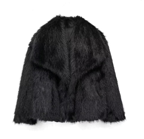 Fashion Faux Fur Turn Down Frakke