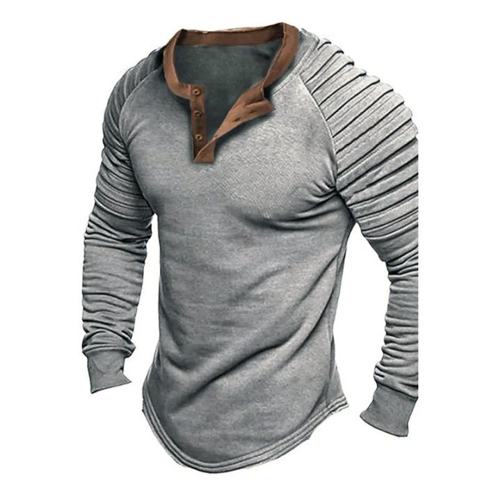 Trendy langærmet henley-skjorte til mænd