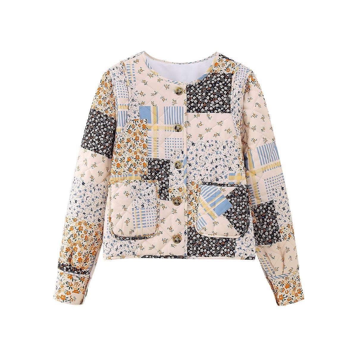 Vintage-inspireret blazer med patchwork