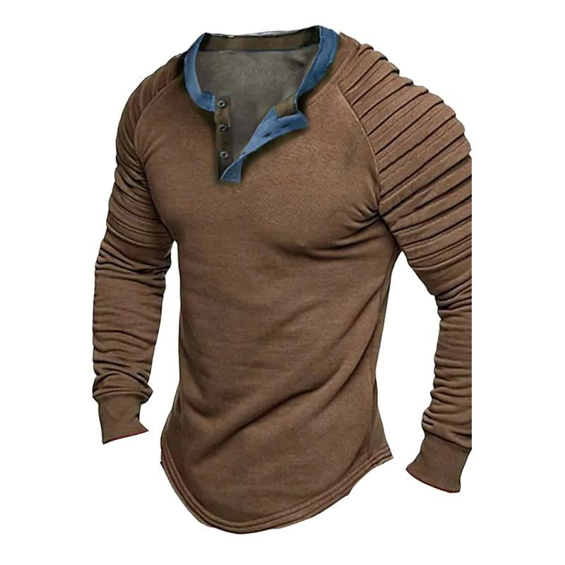 Trendy langærmet henley-skjorte til mænd