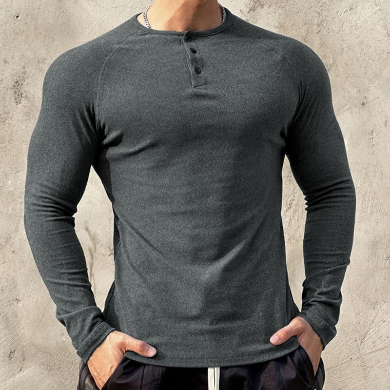 Langærmet, elastisk slim-fit T-shirt til mænd