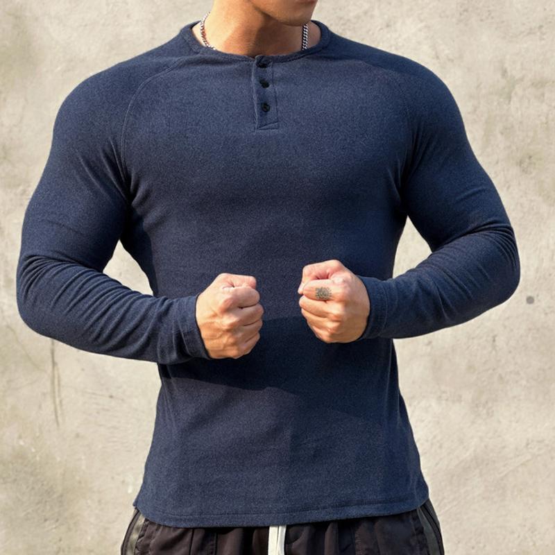 Langærmet, elastisk slim-fit T-shirt til mænd
