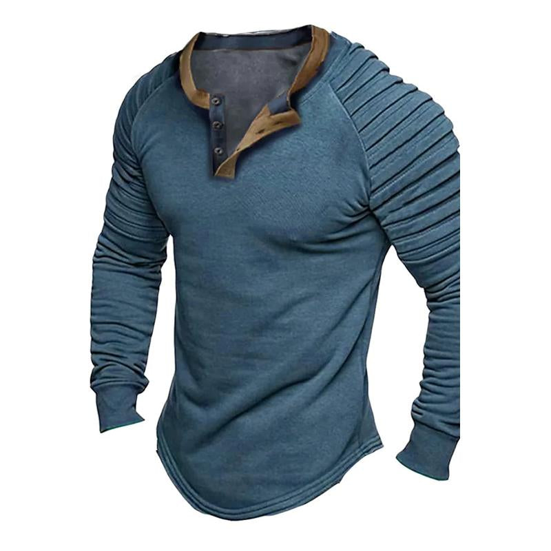 Trendy langærmet henley-skjorte til mænd