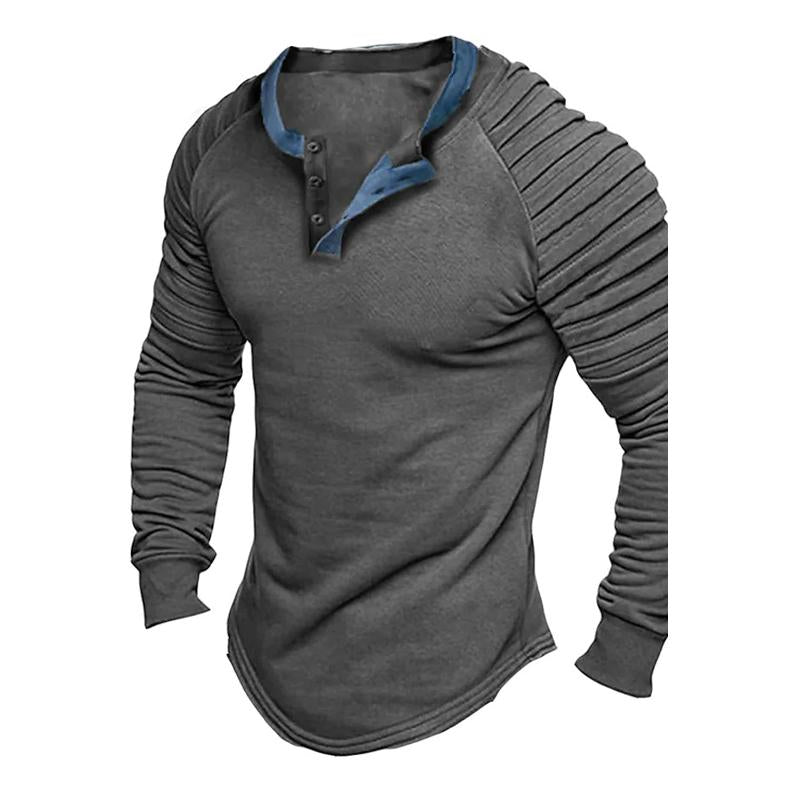 Trendy langærmet henley-skjorte til mænd