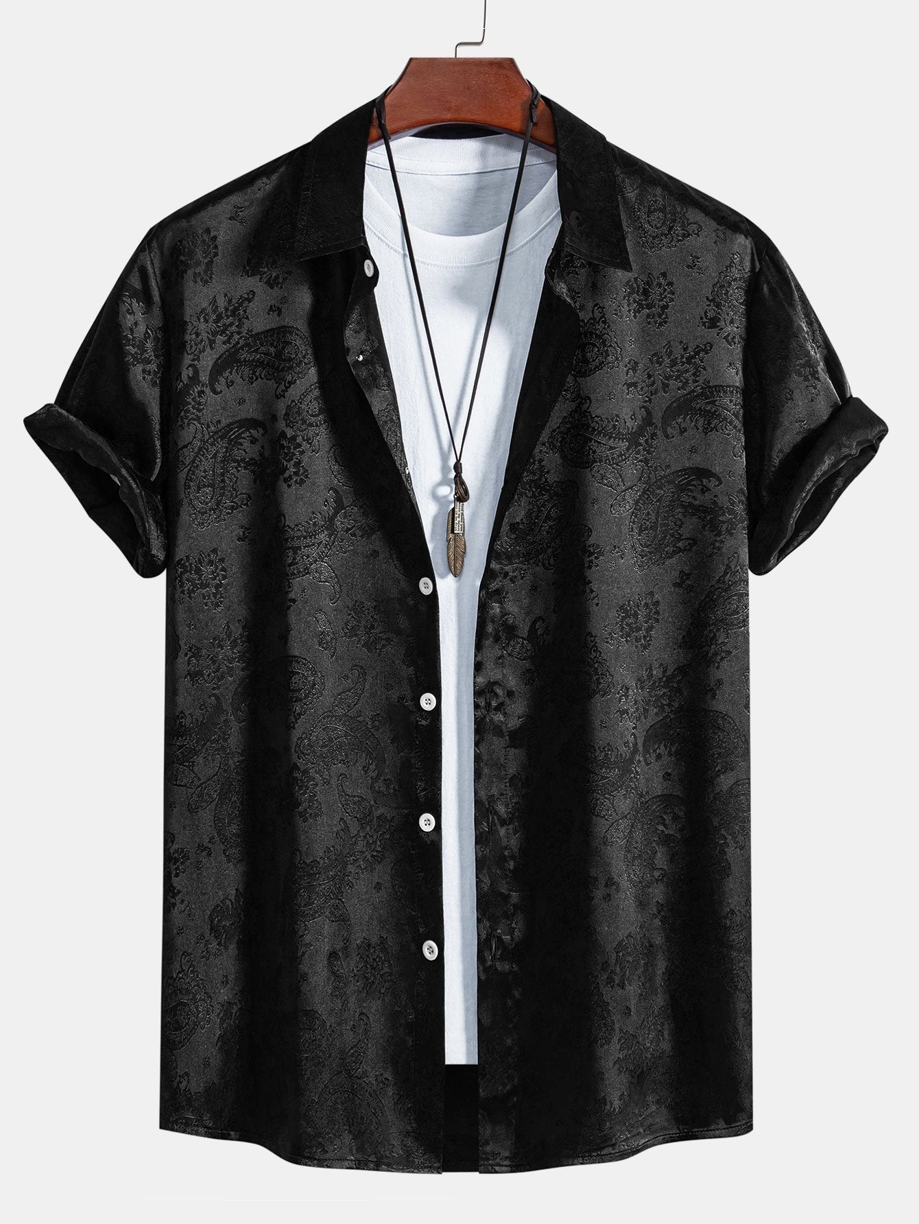 Satinskjorte med paisley-print til mænd