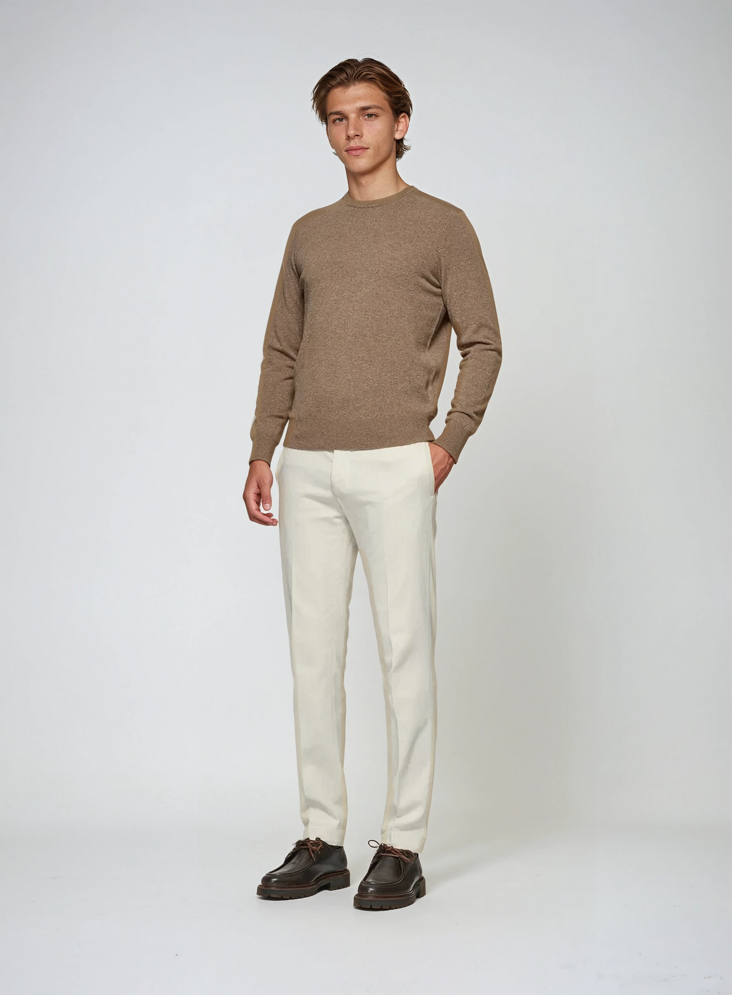 Khaki sweater i premium uld