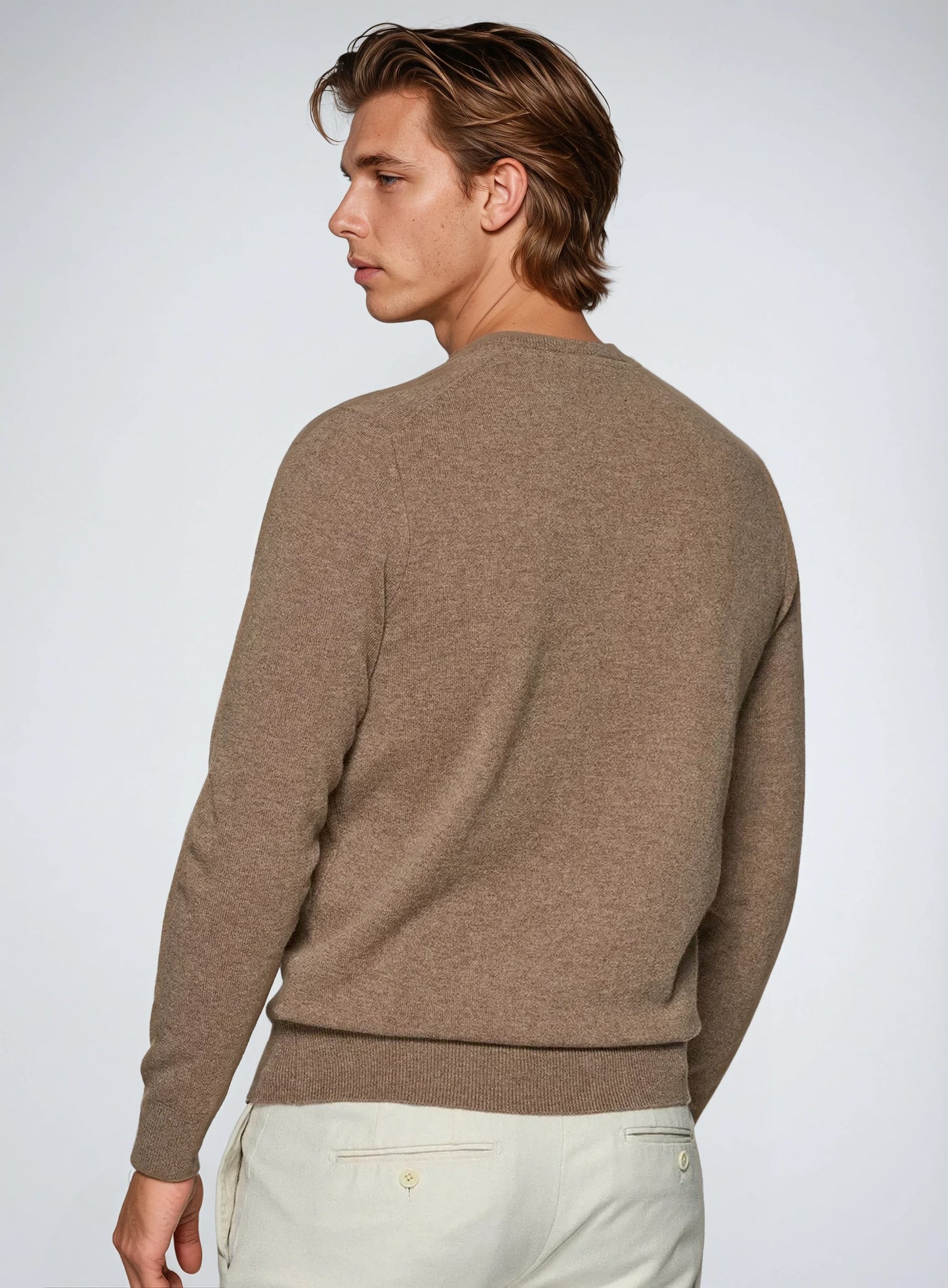 Khaki sweater i premium uld