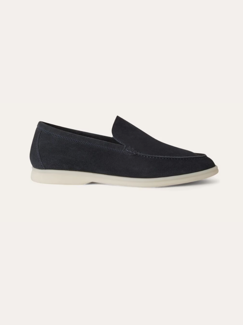 Raffinerede Marineblå loafers i ruskind