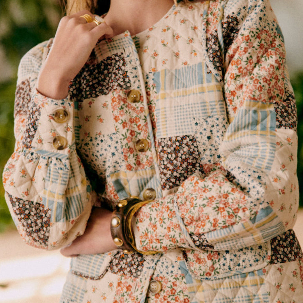 Vintage-inspireret blazer med patchwork