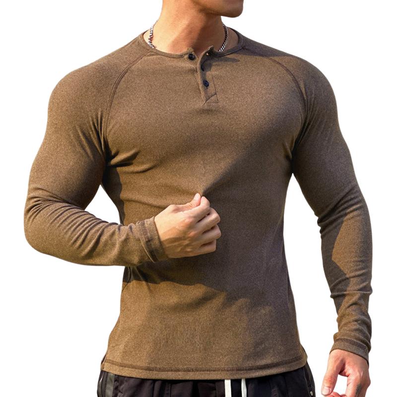 Langærmet, elastisk slim-fit T-shirt til mænd