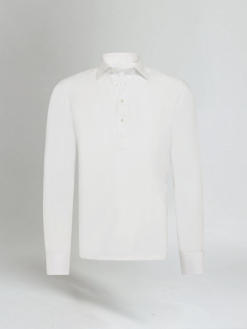 Pop-over-polo i hvid hør