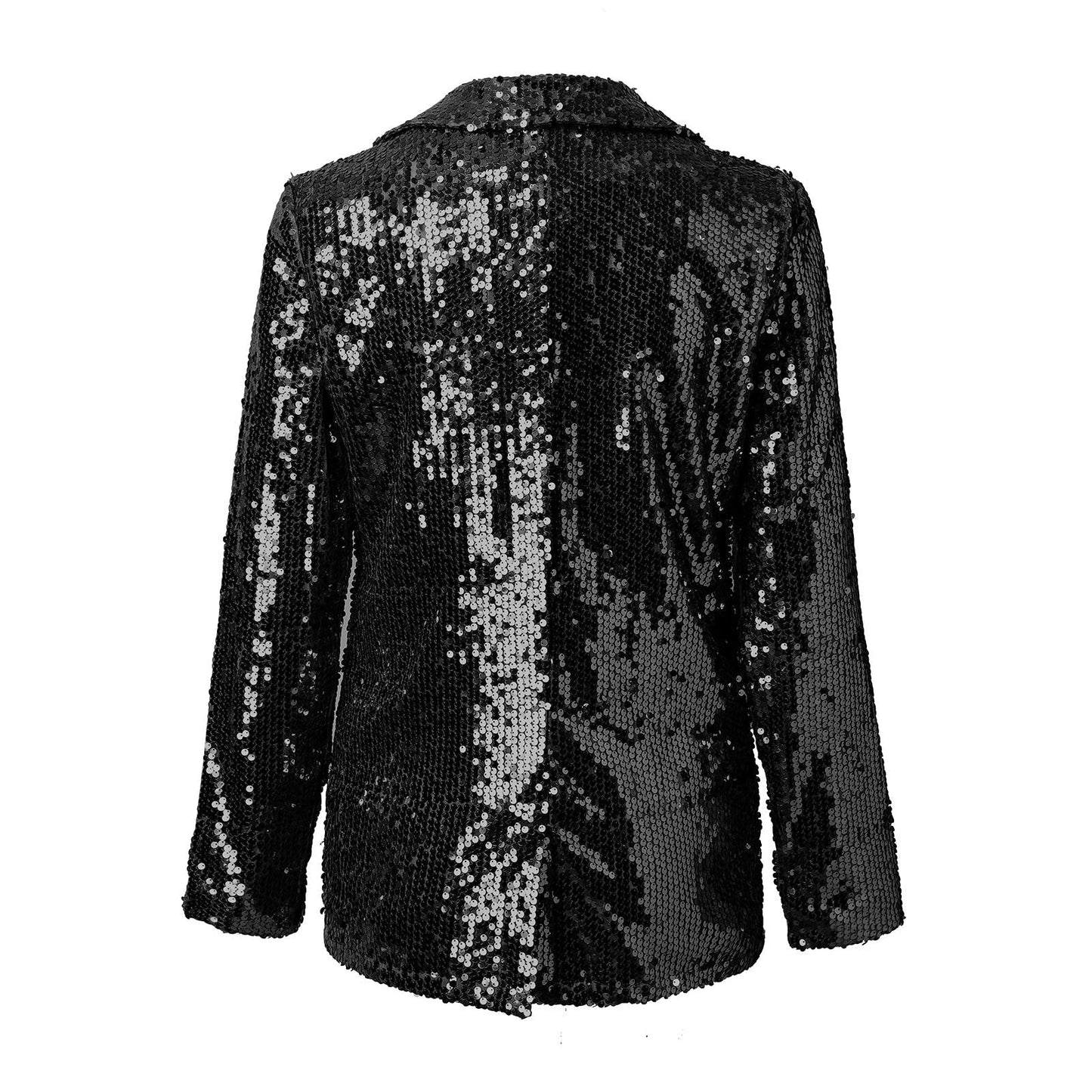 Glimtende lang festjakke blazer til kvinder