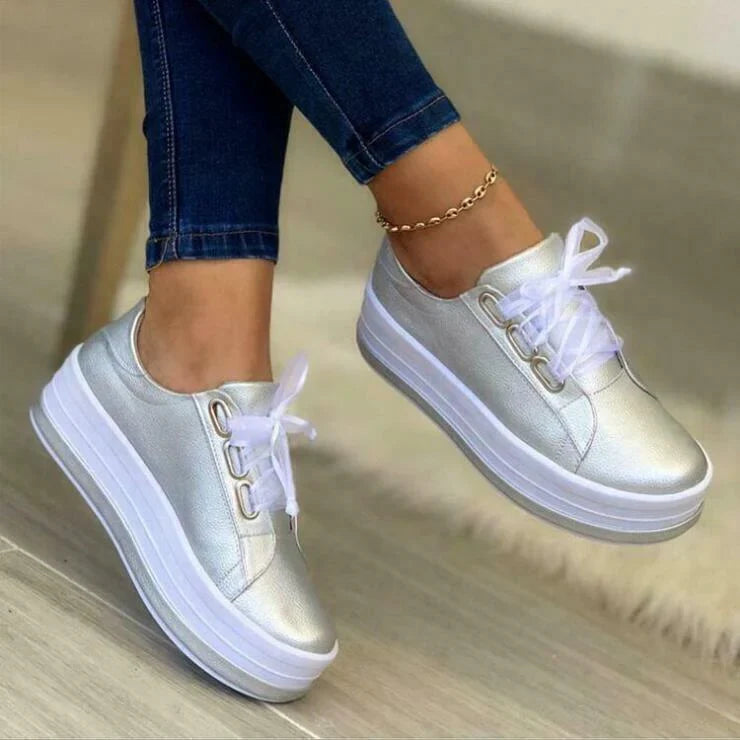 Metallic platform-sneakers til kvinder