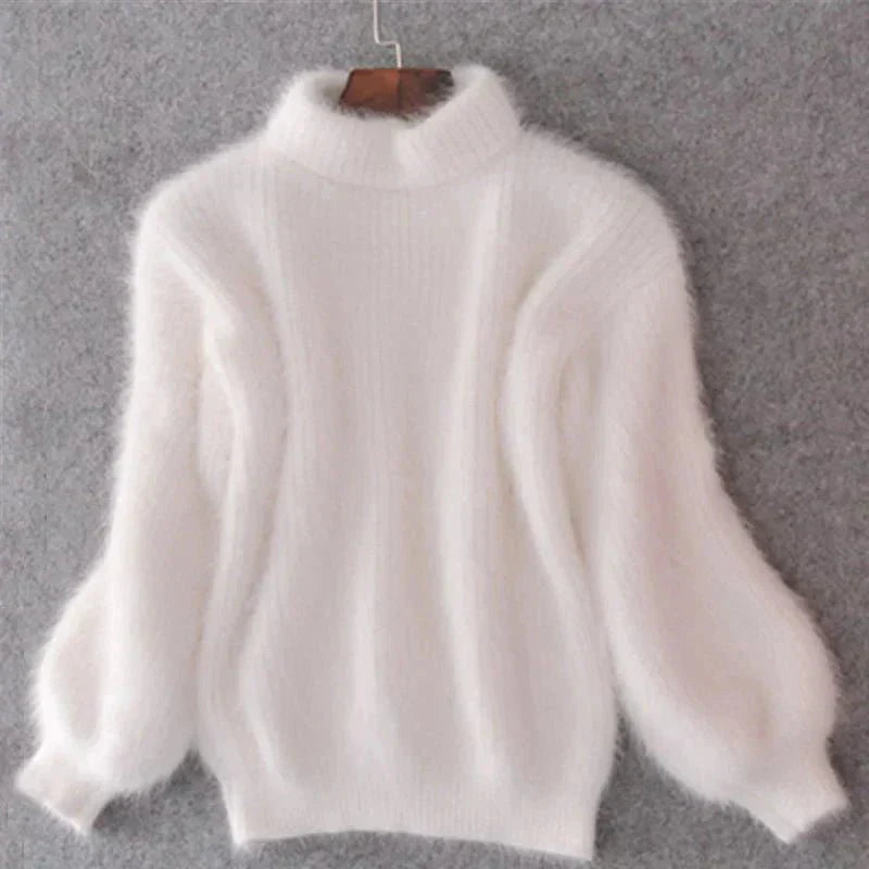 Fluffy strikket sweater til kvinder