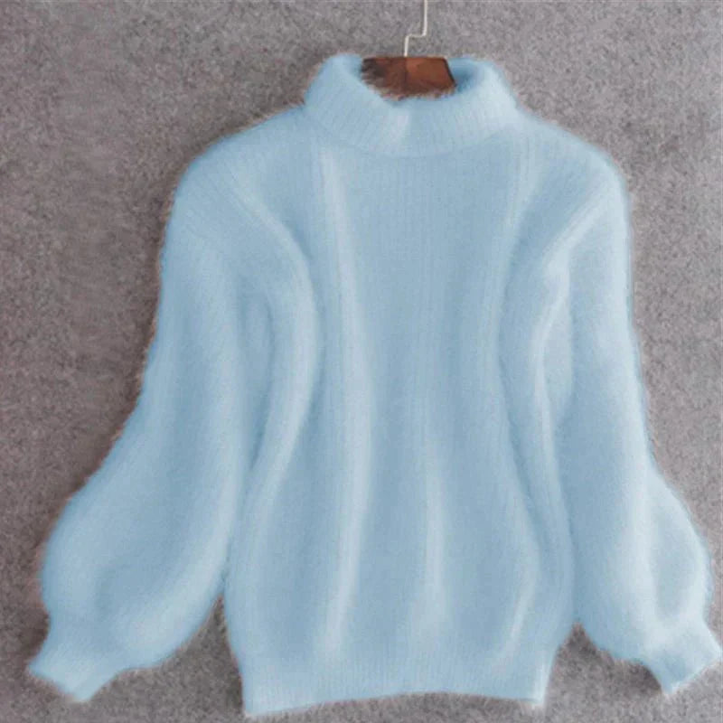 Fluffy strikket sweater til kvinder