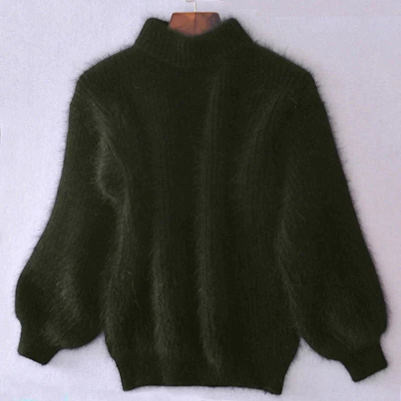 Fluffy strikket sweater til kvinder