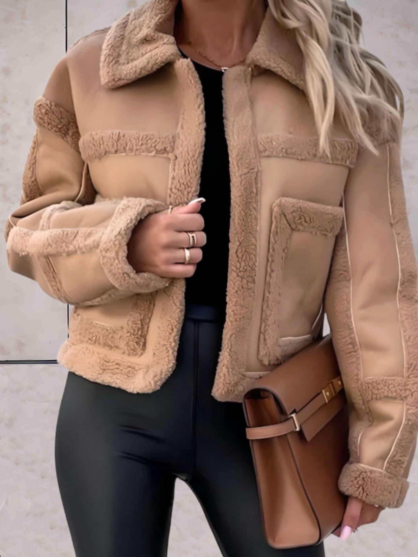 Jakke med imiteret shearling til kvinder