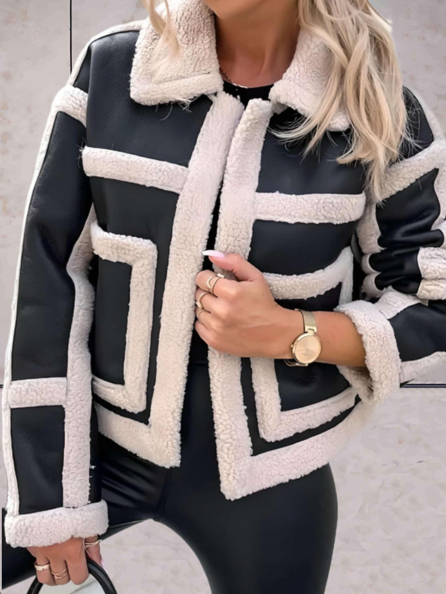 Jakke med imiteret shearling til kvinder