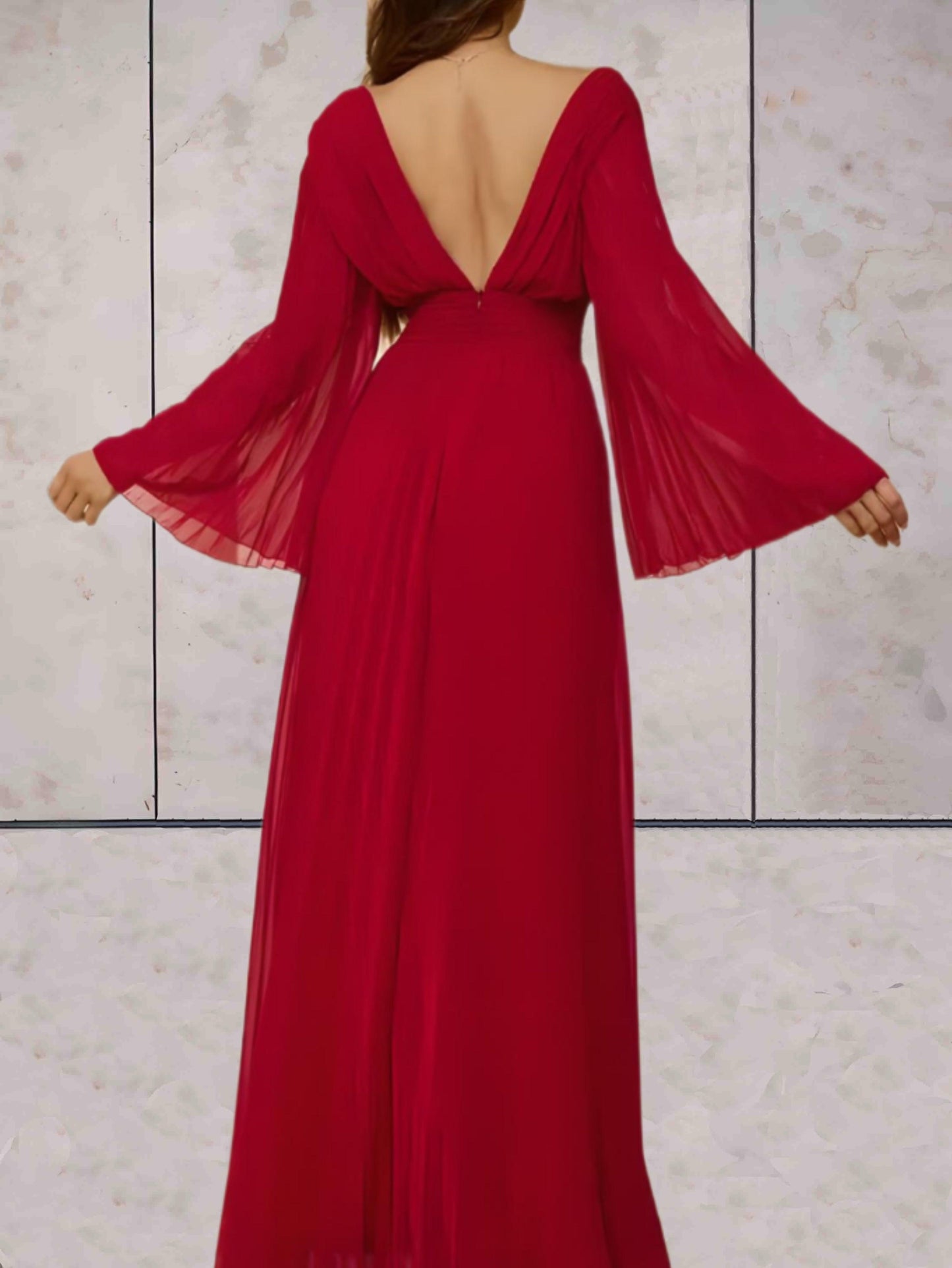 Elegant langærmet maxikjole
