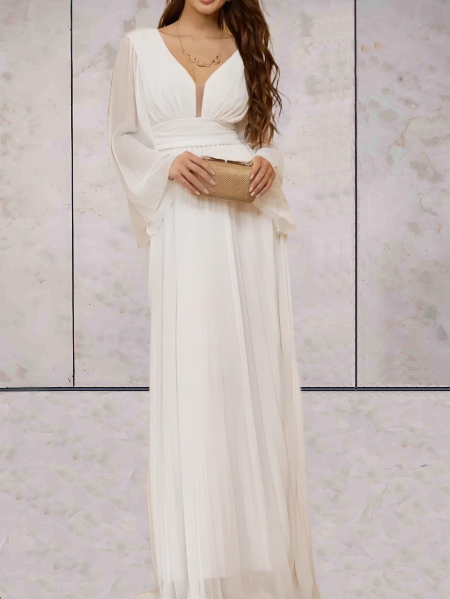 Elegant langærmet maxikjole