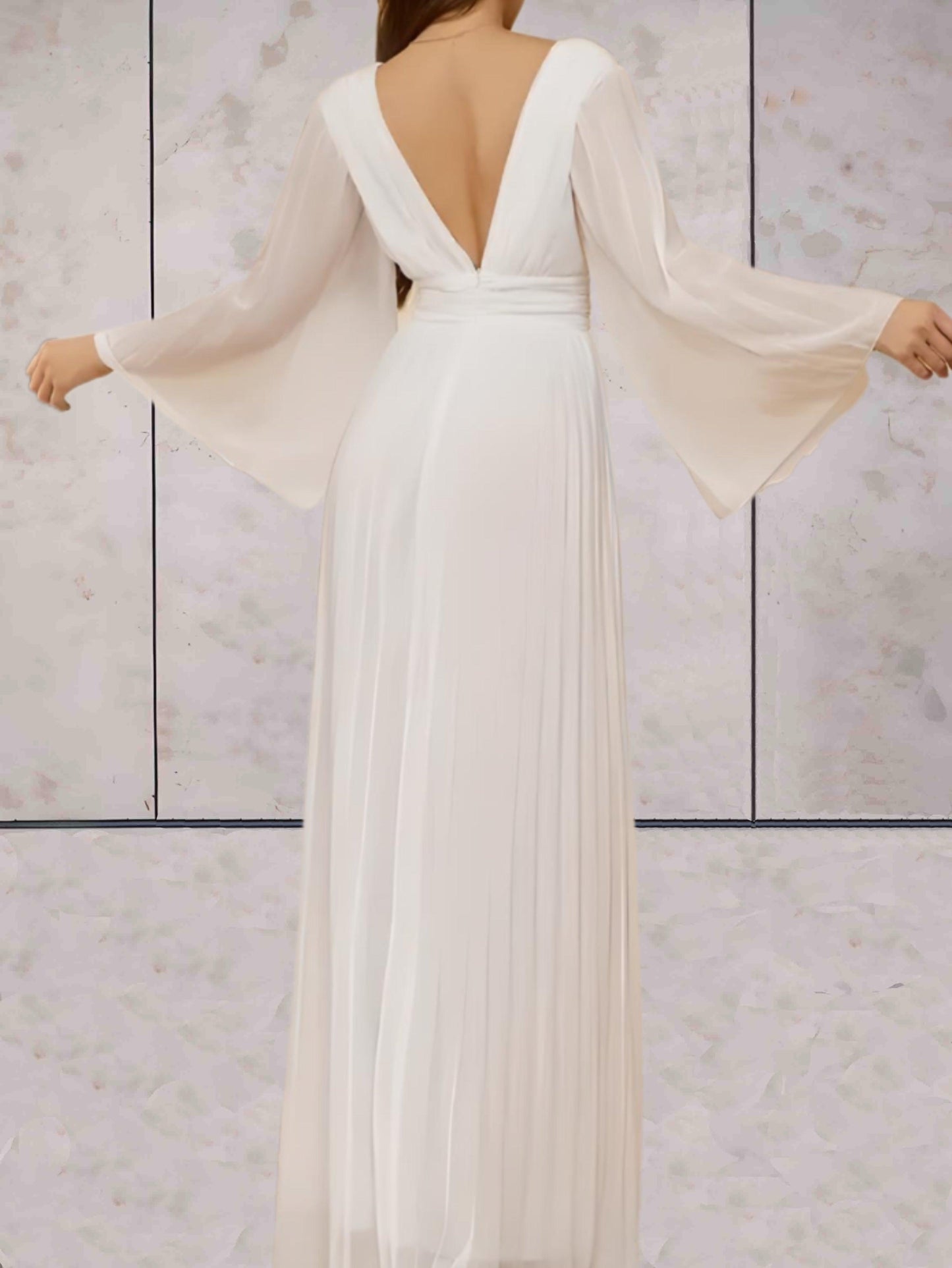 Elegant langærmet maxikjole