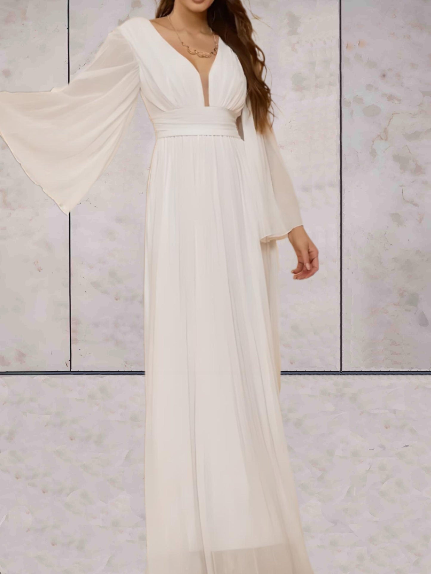 Elegant langærmet maxikjole