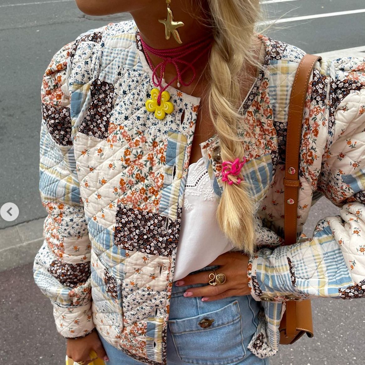 Vintage-inspireret blazer med patchwork