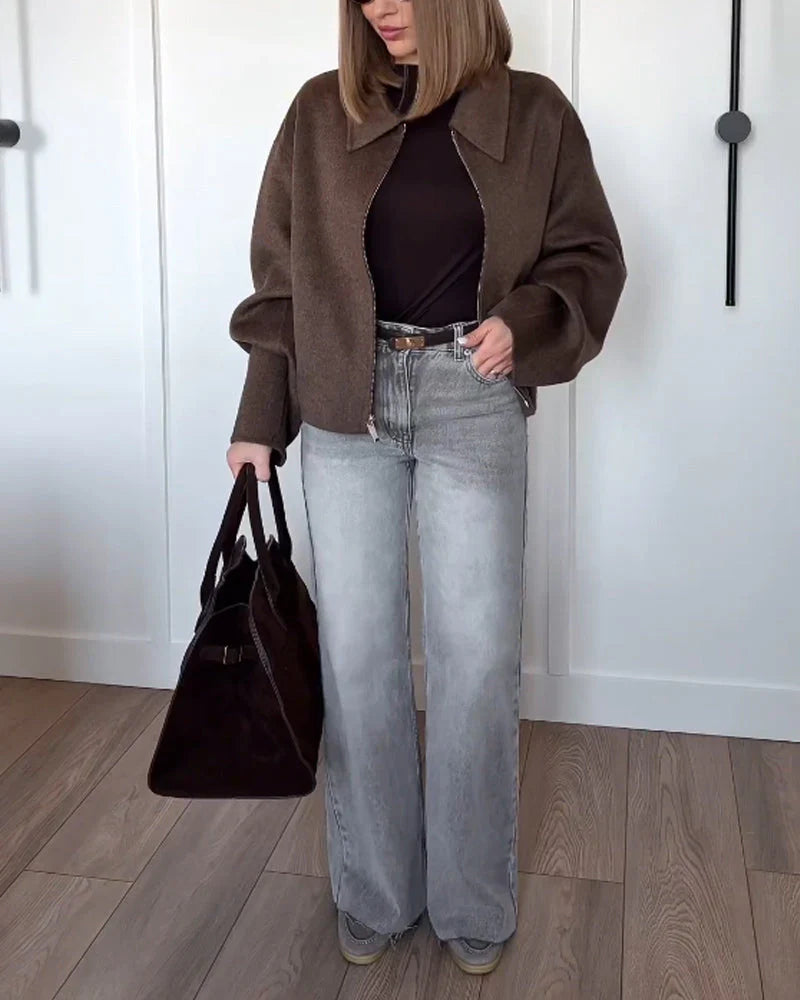 Oversized brun damefrakke | Klassisk overfrakke til varme og komfort