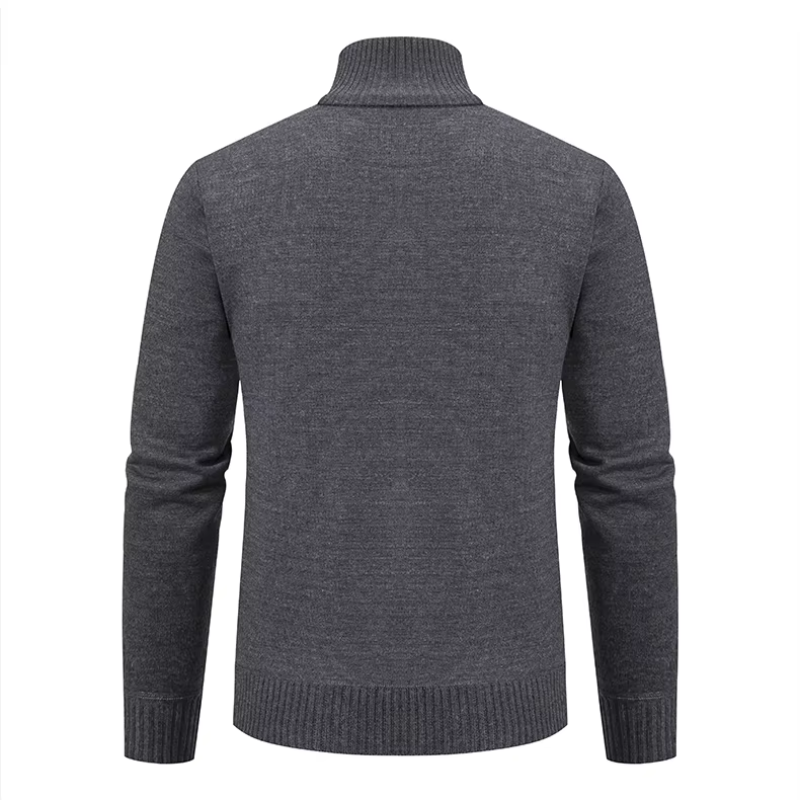 Strikket sweater med lynlås til mænd i gammeldags stil