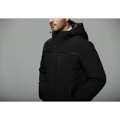 Parka vinterjakke til mænd, lang model med hætte og lynlås